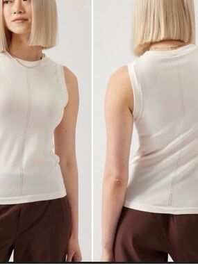 Athleta Sleeveless Crewneck Tank Top - White